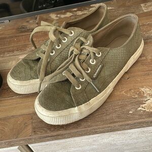 Army green superga sneakers